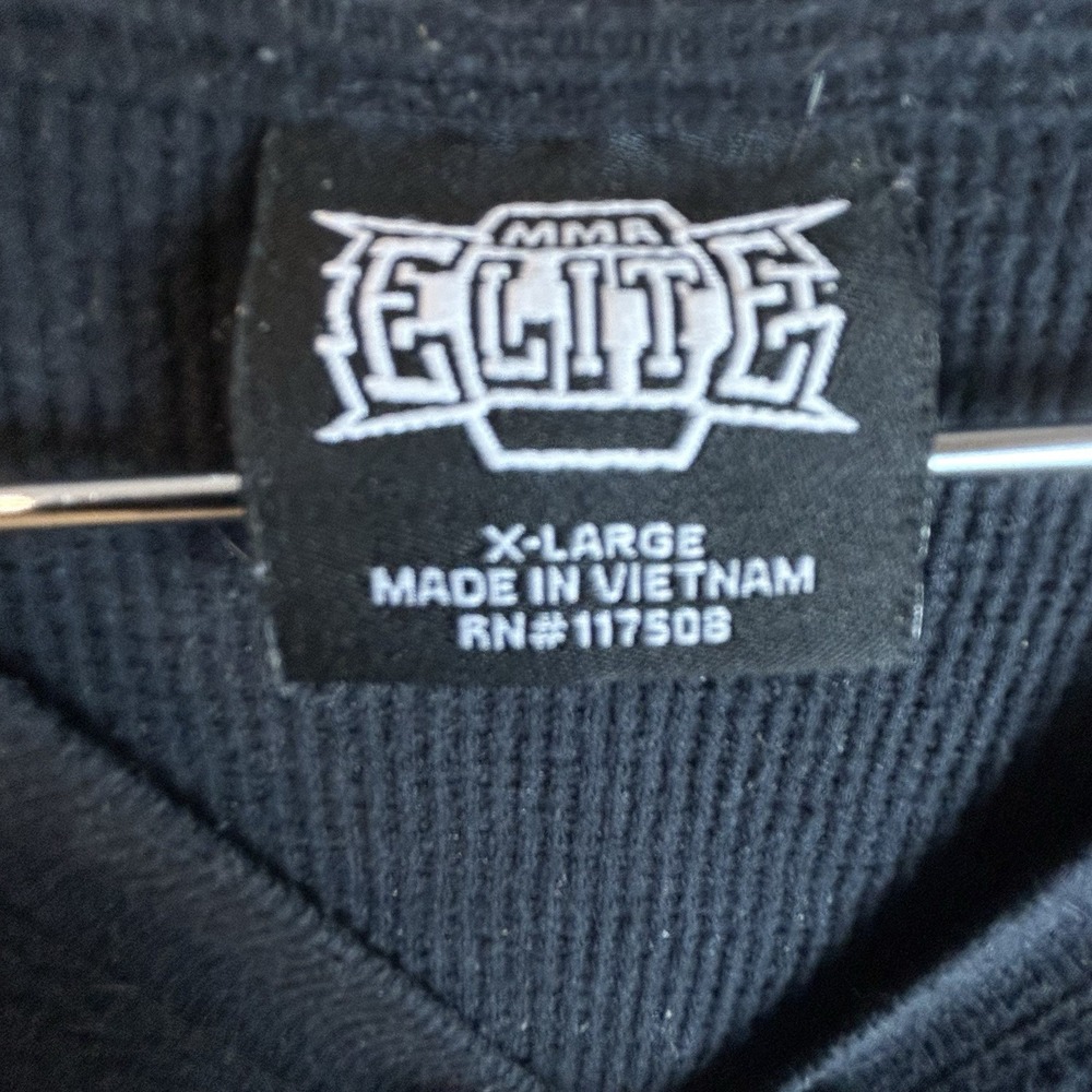 Vintage Y2K MMA Elite Skull Cross Thermal Waffle Knit T-Shirt Grunge Punk XL - Picture 3 of 5